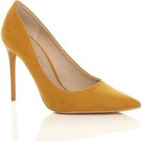 AJVANI Women's High Stiletto Heel Pointed Toe Court Shoes in Mustard | Size: 5