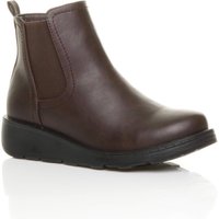 AJVANI Women's Low Wedge Comfort Ankle Chelsea Boots in Brown | Size: 8