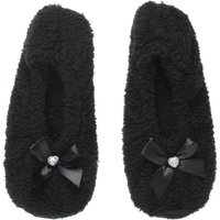 AJVANI Women's Grip Sole Footsie Sock Slippers in Black | Size: XL