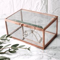 Rose Gold Plated Glass Jewellery Box Clear
