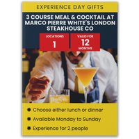 Activity Superstore 3 Course Meal & Cocktail at Marco Pierre White's London Steakhouse Co in Blue