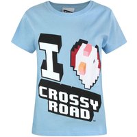 Crossy Road Girl's Kids Short Sleeved T-Shirt (Blue) in Blue | Size: 9-10 Years