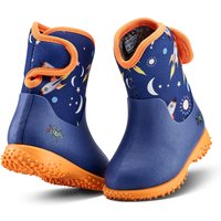 Grubs Boots Boy's Muddies Puddle Space Print Fleece Lined Wellington Boots in Orange | Size: Infant 3