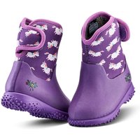 Grubs Boots Girl's Muddies Puddle Unicorn Print Fleece Lined Wellington Boots in Violet | Size: Infant 6