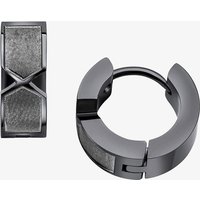 Stainless Steel Gunmetal Chevron Hoop Earrings E6396