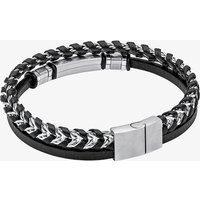 Stainless Steel & Leather Braided Double Bracelet B5574B