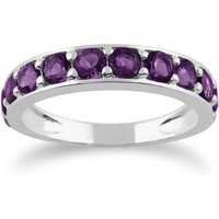 Classic Round Amethyst Half Eternity Ring 925 Sterling Silver N