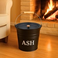 Marco Paul 12L Metal Fire Ash Bucket with Lid Fireside Accessories in Black