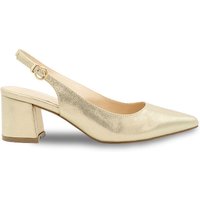 Paradox London Women's Wide Fit 'Flynn' Mid Block Heel Sling Back Court Shoes in Gold | Size: 6