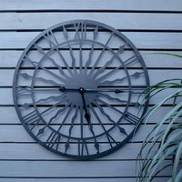 Open Face 24" Sun Design Indoor or Outdoor Clock Battery Powered Weather Resistant Metal Wall Fence Clock 60cm Diameter