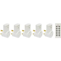 5 x Remote Control Plug Wall Sockets 30m Range Perfect Hard to Reach Mains Socket or People Limited Mobility