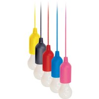 5 x Battery Operated Hanging LED Pull Lights Portable Colourful Rope Lighting Home Shed Garage Caravan Camping Wardrobe