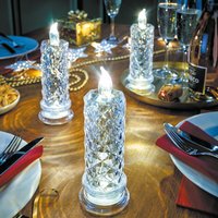 Set 3 Candle Lamps Battery Powered Portable Cordless Flame Effect Facetted LED Lights Home Decoration Each H18 x 6cm