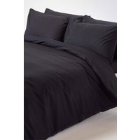 Homescapes Egyptian Cotton Duvet Cover with Pillowcase, 200 TC in Black | Size: Double