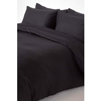 Homescapes Egyptian Cotton Stripe Duvet Cover & Pillowcase 330 TC in Black | Size: Double