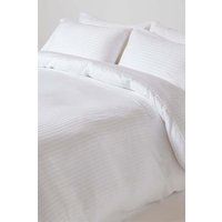Homescapes Egyptian Cotton Stripe Duvet Cover & Pillowcase 330 TC in White | Size: Single