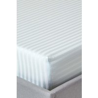 Homescapes Egyptian Cotton Satin Stripe Fitted Sheet 12 inch 330 Thread Count in Blue | Size: Double Fitted