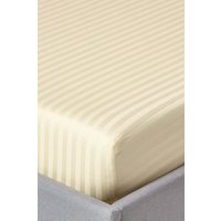 Homescapes Egyptian Cotton Satin Stripe Fitted Sheet 12 inch 330 Thread Count in Yellow | Size: King Fitted