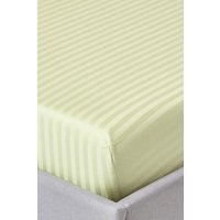 Homescapes Egyptian Cotton Satin Stripe Fitted Sheet 12 inch 330 Thread Count in Green | Size: Double Fitted