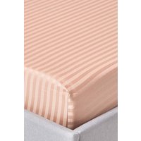 Homescapes Egyptian Cotton Satin Stripe Fitted Sheet 12 inch 330 Thread Count in Beige | Size: King Fitted
