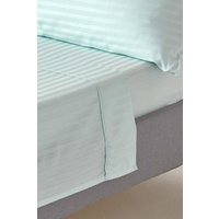 Homescapes Egyptian Cotton Satin Stripe Flat Sheet 330 Thread Count in Blue | Size: Single Flat