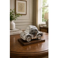 Homescapes Designer Solid Metal VW Beetle Oldtimer Table Top in Silver