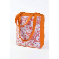 Homescapes Cotton Pure Paisley Design Shopping Bag, 27 x 32 x 11 cm in Orange