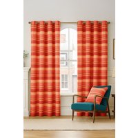 Homescapes Cotton Morocco Striped Curtain Pair in Terracotta | Size: 167 cm width x 228 cm drop