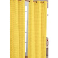Homescapes Cotton Gingham Eyelet Curtain Pair in Yellow | Size: 140 cm width x 229 cm drop