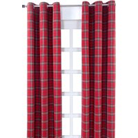 Homescapes Edward Tartan Check Ready Made Eyelet Curtain Pair in Red | Size: 140 cm width x 229 cm drop