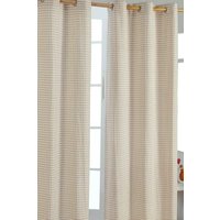Homescapes Cotton Gingham Eyelet Curtain Pair in Beige | Size: 140 cm width x 183 cm drop