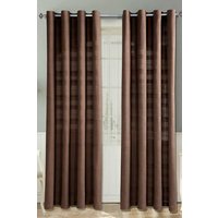 Homescapes Cotton Rajput Ribbed Curtain Pair in Chocolate | Size: 140 cm width x 137 cm drop