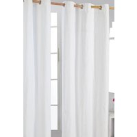 Homescapes Plain Cotton Ready Made Eyelet Curtain Pair in Off-White | Size: 140 cm width x 229 cm drop