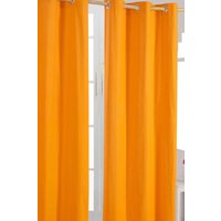 Homescapes Plain Cotton Ready Made Eyelet Curtain Pair in Orange | Size: 140 cm width x 229 cm drop