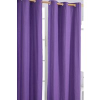 Homescapes Plain Cotton Ready Made Eyelet Curtain Pair in Purple | Size: 117 cm width x 137 cm drop