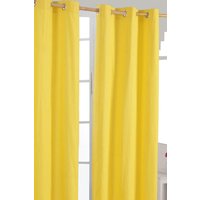 Homescapes Plain Cotton Ready Made Eyelet Curtain Pair in Yellow | Size: 140 cm width x 229 cm drop