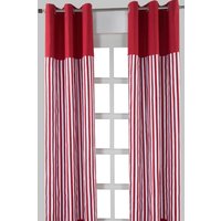Homescapes Thick Red Stripe Ready Made Eyelet Curtain Pair | Size: 117 cm width x 137 cm drop