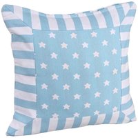Homescapes - Cotton Blue Stripe Border, Stars Rectangular Cushion Cover, 30 X 50 Cm