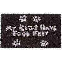 Homescapes Four Feet Paws Coir Doormat in Black | Size: 40 cm x 70 cm
