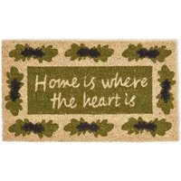 Homescapes Home Is Where The Heart Is Coir Doormat in Green | Size: 40 cm x 70 cm