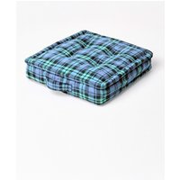 Cotton Watch Tartan Floor Cushion Blue cm x 50 cm