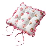 Reversible Frilled Cushion Seat Pad Ties Cup Cakes cm x 40 cm