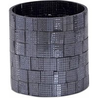 Homescapes Mosaic Glass Wind Light Candle Holder Polished Steel Base in Black