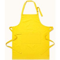 Homescapes 100% Cotton Apron with Pocket - Adjustable & Machine Washable in Yellow