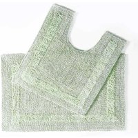 Luxury Bath Mat Set Reversible 1600GSM 100% Cotton 2 Pc w. Pedestal Mat Pale