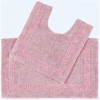 Homescapes Luxury Bath Mat Set Reversible 1600GSM 100% Cotton 2 Pc w. Pedestal Mat in Peach