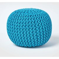 Round Cotton Knitted Pouffe Footstool