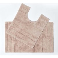 Homescapes Spa Supreme Luxury Bath Mat & Pedestal Set in Stone