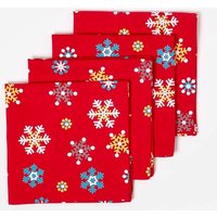 Christmas Snowflake Cotton Fabric 4 Napkins Set