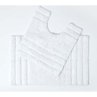 Homescapes Spa Supreme Luxury Bath Mat & Pedestal Set in White